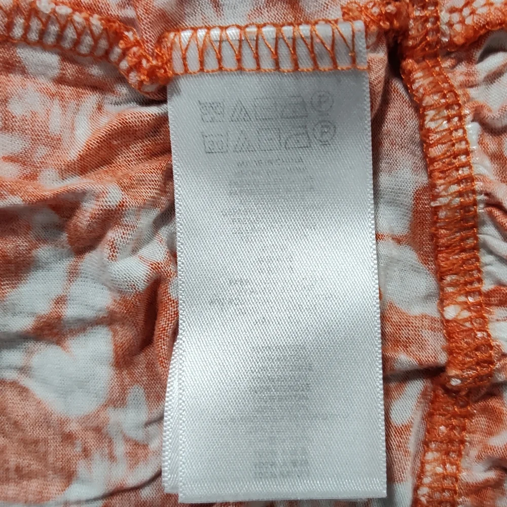 Michael Kors Women’s L Orange White Strapless Maxi Dress Ruffle Hem Summer - Picture 9 of 9